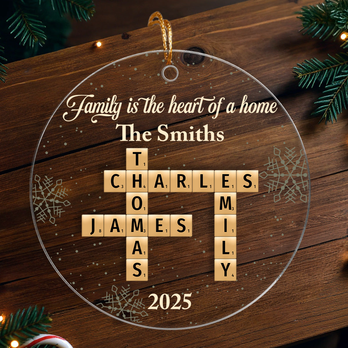 Family Is The Heart Of A Home Crossword Puzzle Art - Personalized Acrylic Ornament
