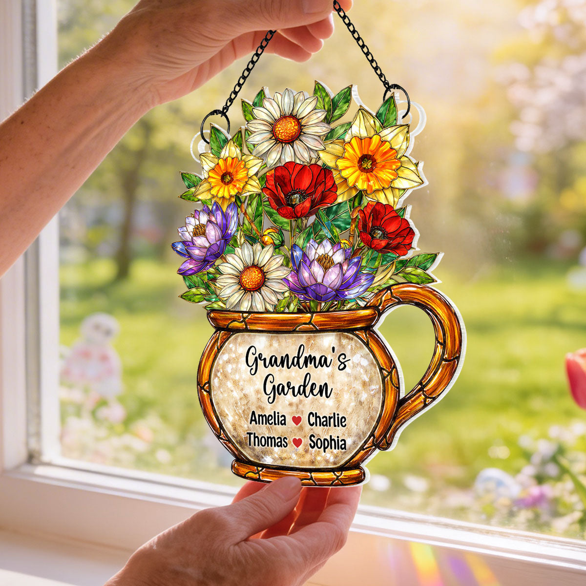 Grandma's Garden Birth Flowers - Personalized Suncatcher - Sentimental Mother's Day Gift for Grandma, Mom, Wife
