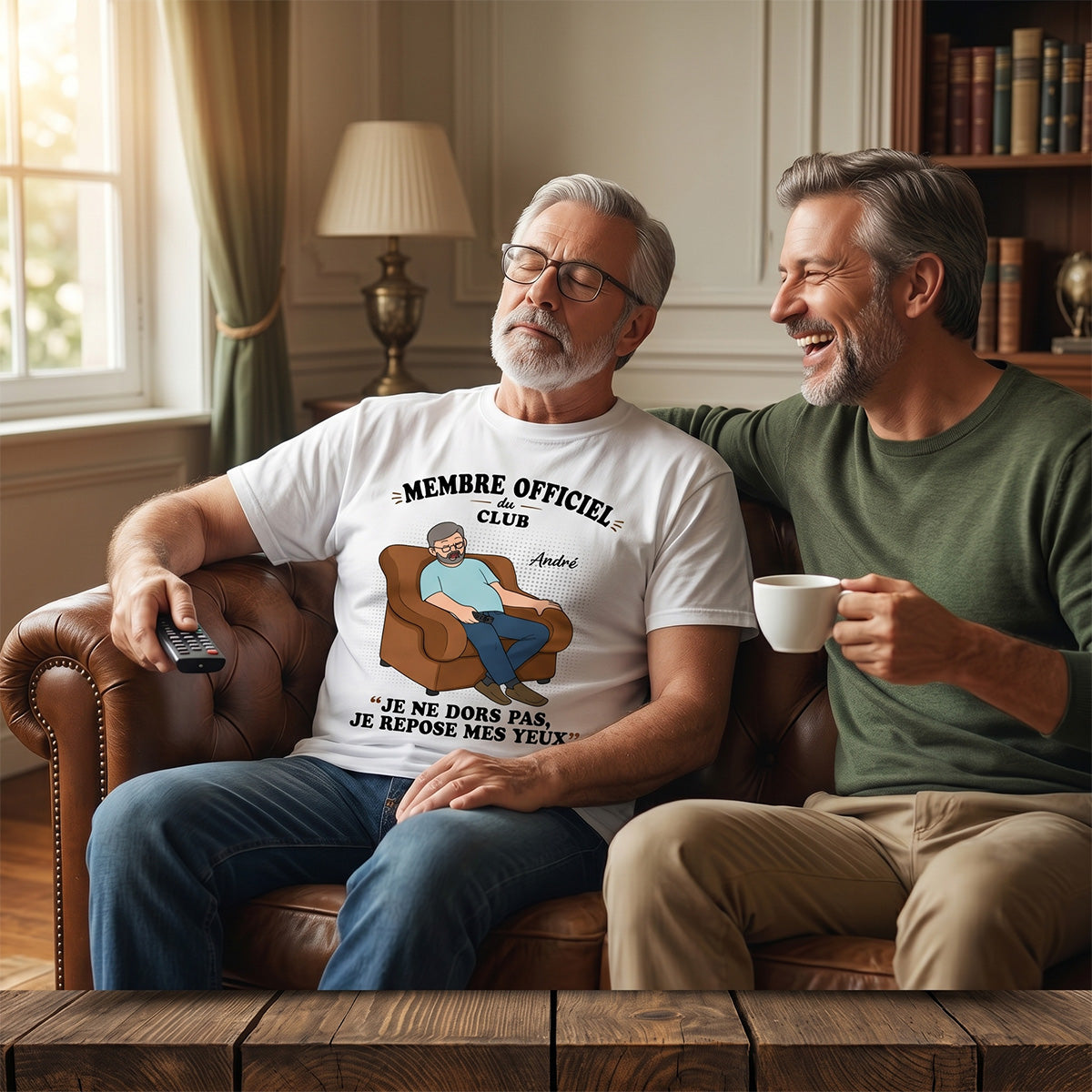 Membre du Club "Je ne dors pas, je repose mes yeux" – T-shirt Personnalisé – Cadeau Rigolo fête des pères pour Papa & Papy