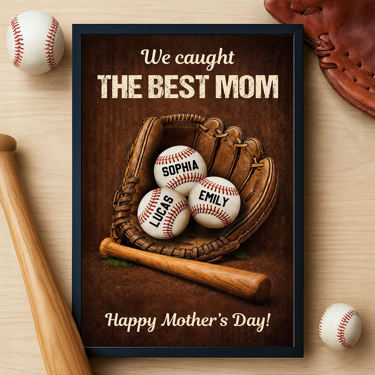 We Caught The Best Mom Baseball Gear- Personalized Poster - Heartfelt Mother's Day Gift for Mom, Wife