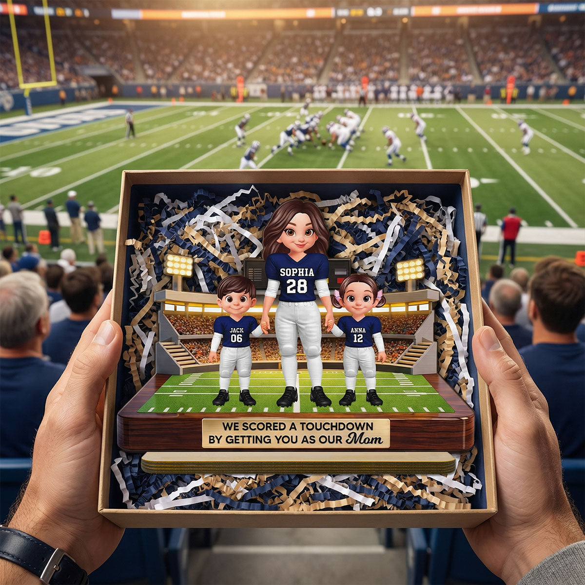 American Football Mom We Scored A Touchdown - Personalized 2-Layered Wooden Plaque - Mother's Day Gift For Mom