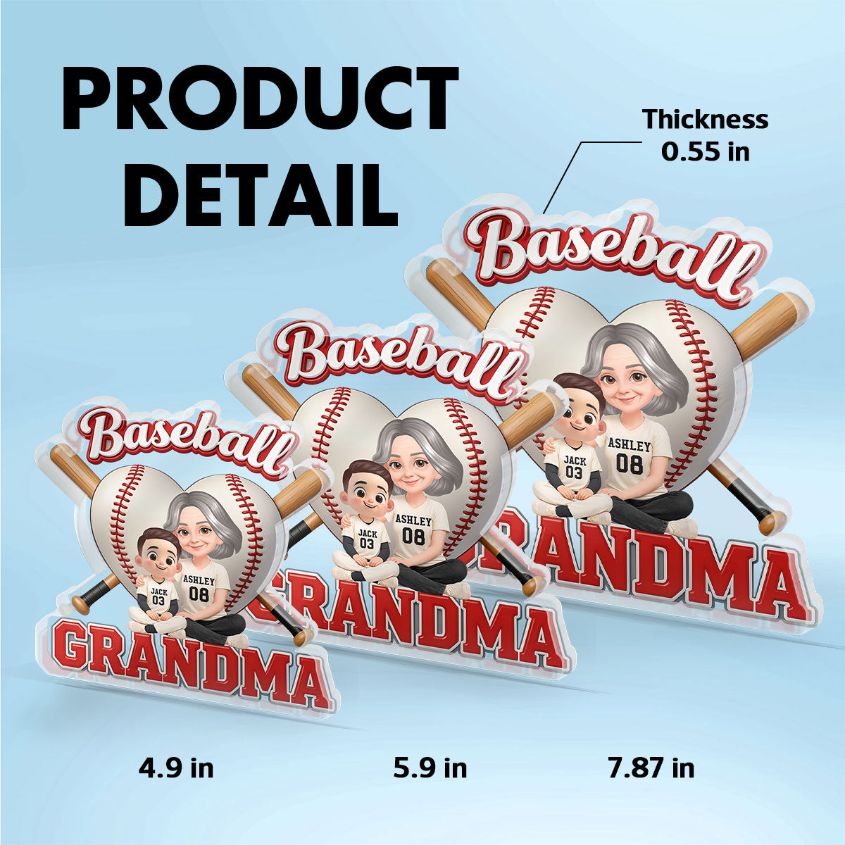 Little Sluggers Crew Baseball Grandma - Personalized Acrylic Block Plaque - Mother's Day Gift For Grandma, Mom