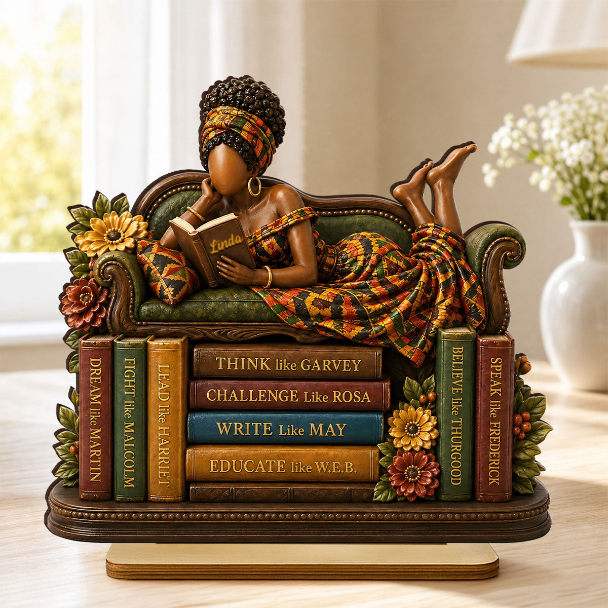 Black History Book Lover - Personalized 2-Layered Wooden Plaque - Custom Book Lover Gift