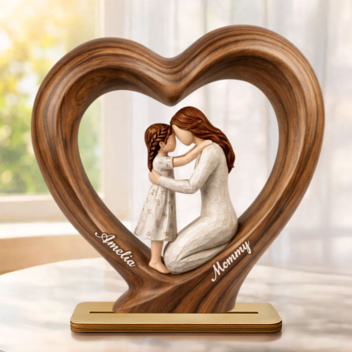 Mom and Daughter Son - Personalized 2-Layered Wooden Plaque - Mother's Day Gift for Mom, Wife