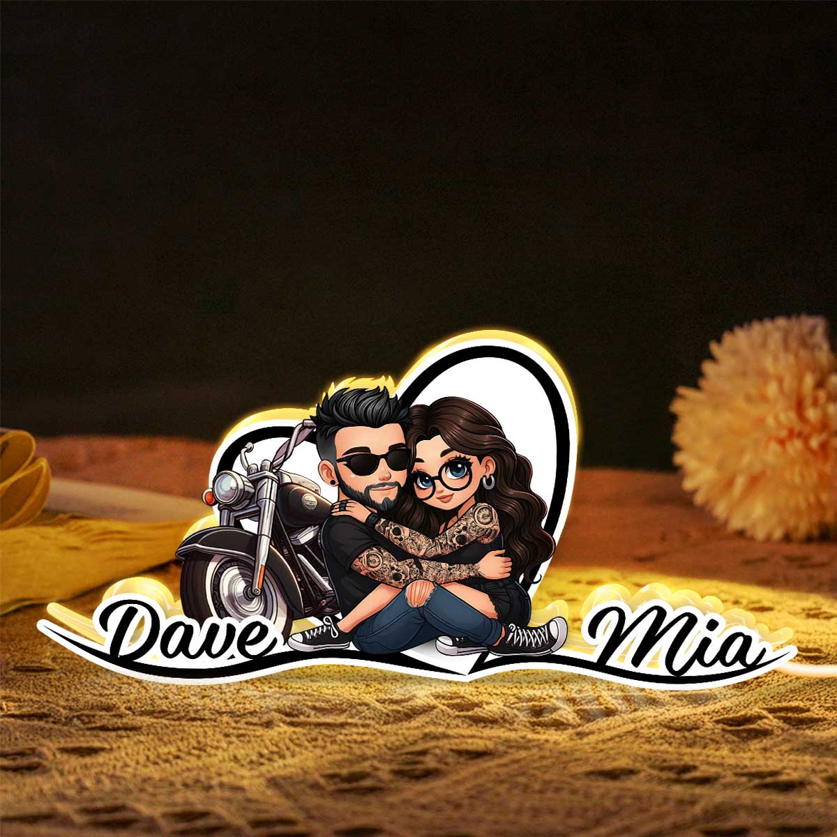 Eternal Love Biker Couple Riding Partners For Life - Personalized Light Box - Gift For Couple, Bikers, Gift For Him, For Her