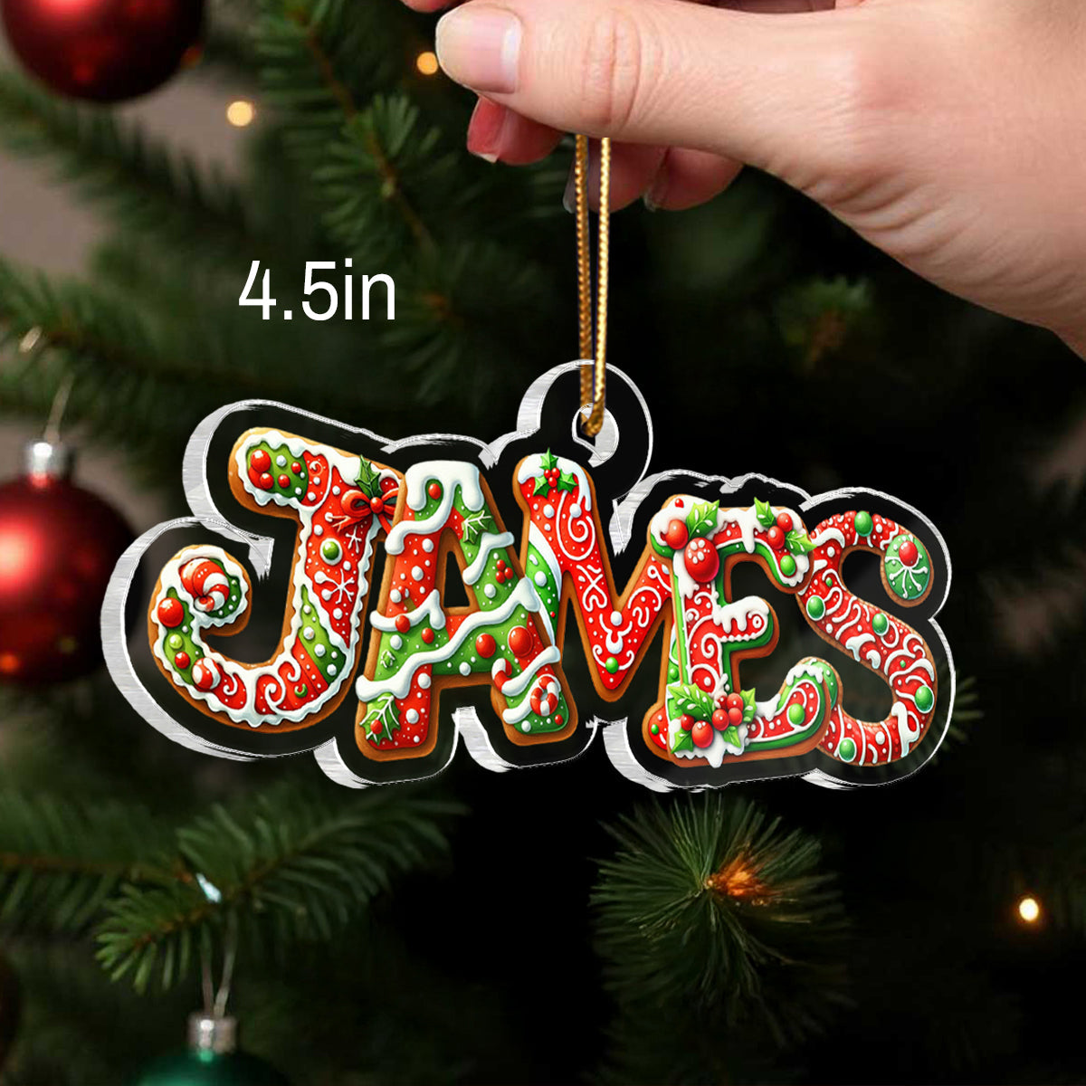 Custom Family Name Gingerbread Alphabet - Personalized Acrylic Ornament - Unique Christmas Gift For Family
