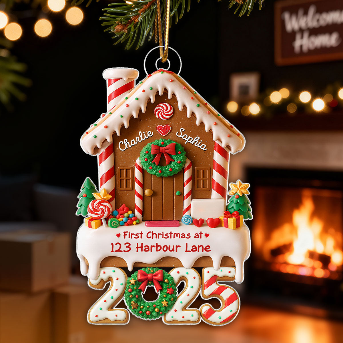 Family First Christmas In Our New Home - Personalized Acrylic Ornament - Unique Christmas Gift For Family