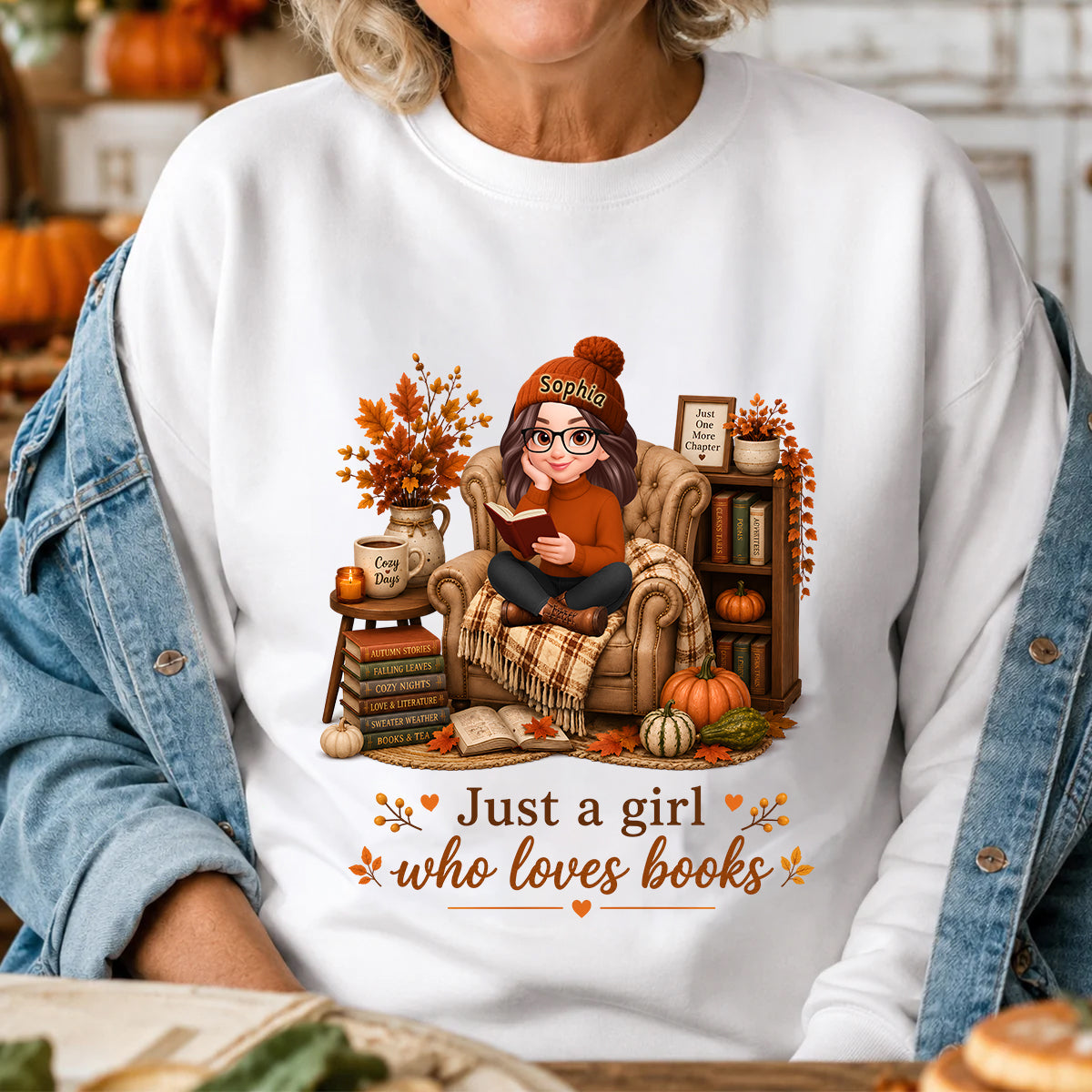 Cozy Reading Books Coffee Girl - Personalized Shirt - Fall Season Gift, Gift For Book Lovers