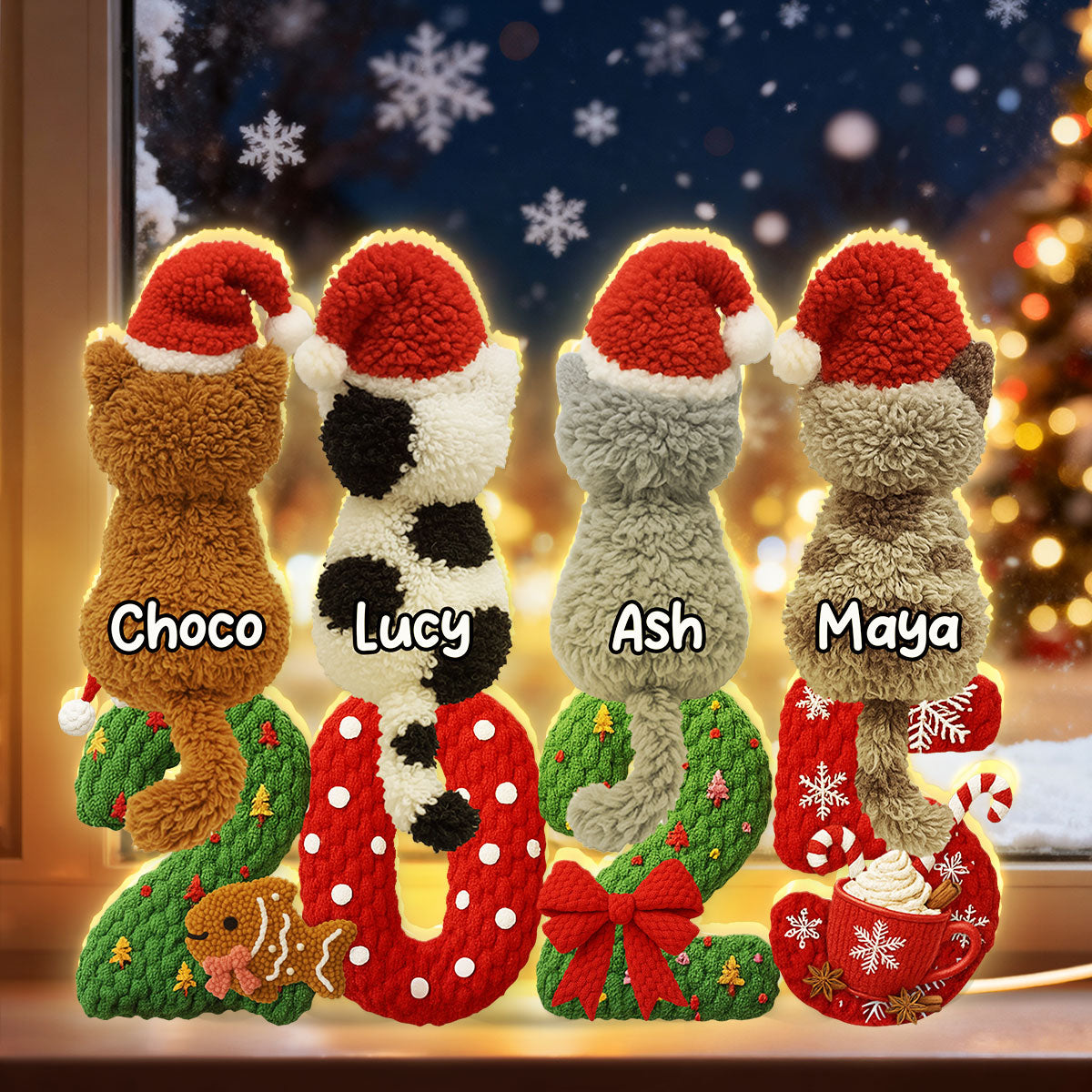 2025 Cat Lovers Latch Hook Yarn Faux - Personalized Light Box - Christmas Gift for Cat Moms, Cat Dads