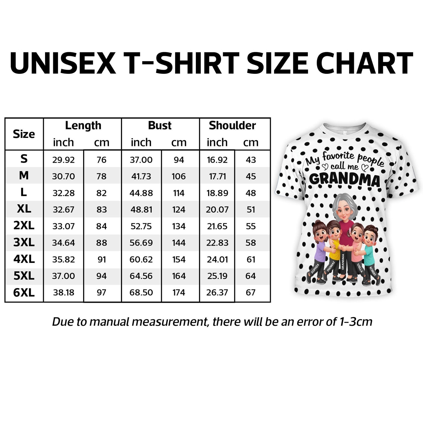 Grandma Grandkids Hugging Polka Dot Pattern - Personalized Shirt - Gift For Grandma, Mom