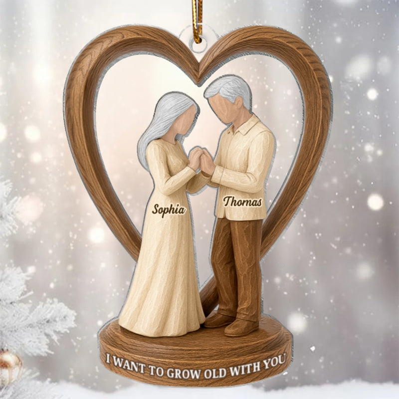 Couple Wedding Wooden Figurines - Personalized Acrylic Ornament - Heartwarming Christmas Gift For Him, For Her, For Couple