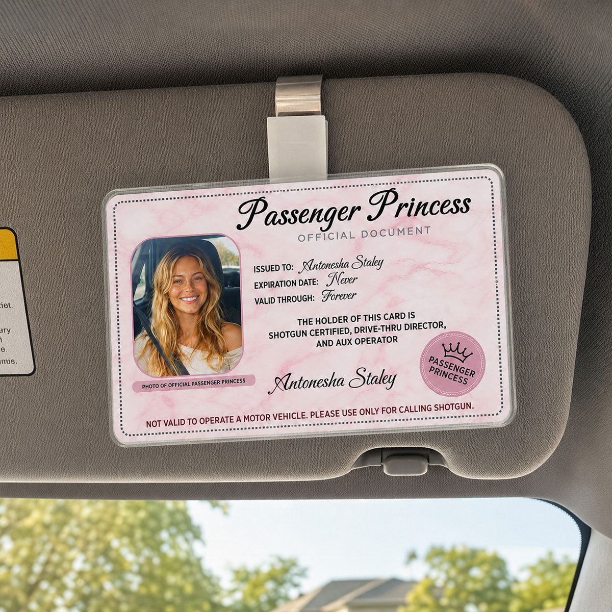 Passenger Princess Custom Photo - Personalized Car Visor - Car Accessories Owner Gift for Couple, Boyfriend, Girlfriend, Husband, Wife
