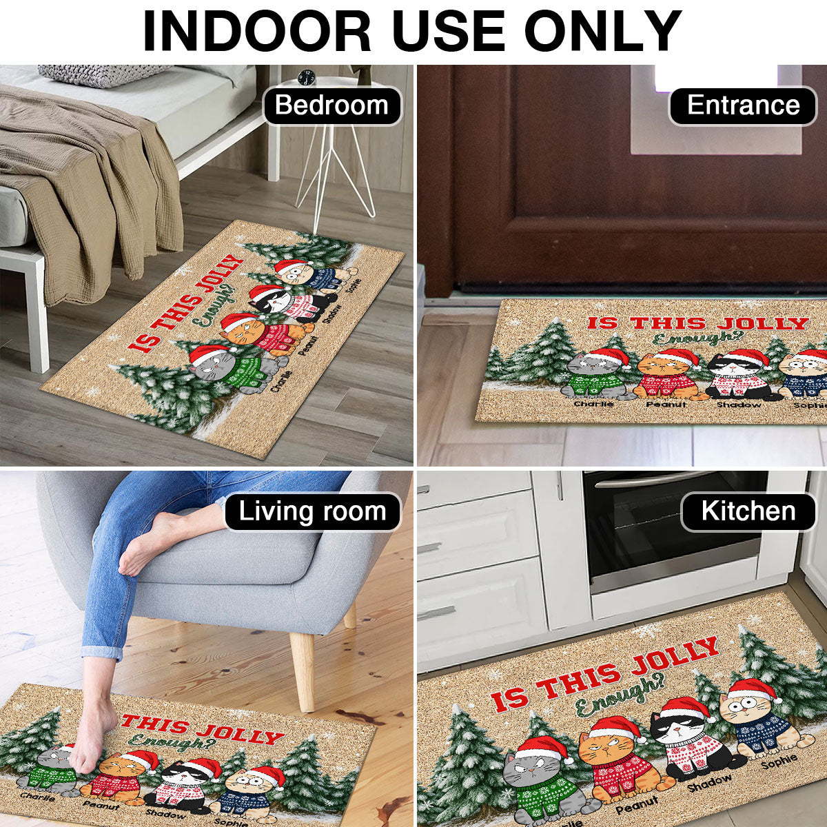 Christmas Funny Cute Cats Meowy Catmas - Personalized Doormat - Christmas Gift For Cat Lovers