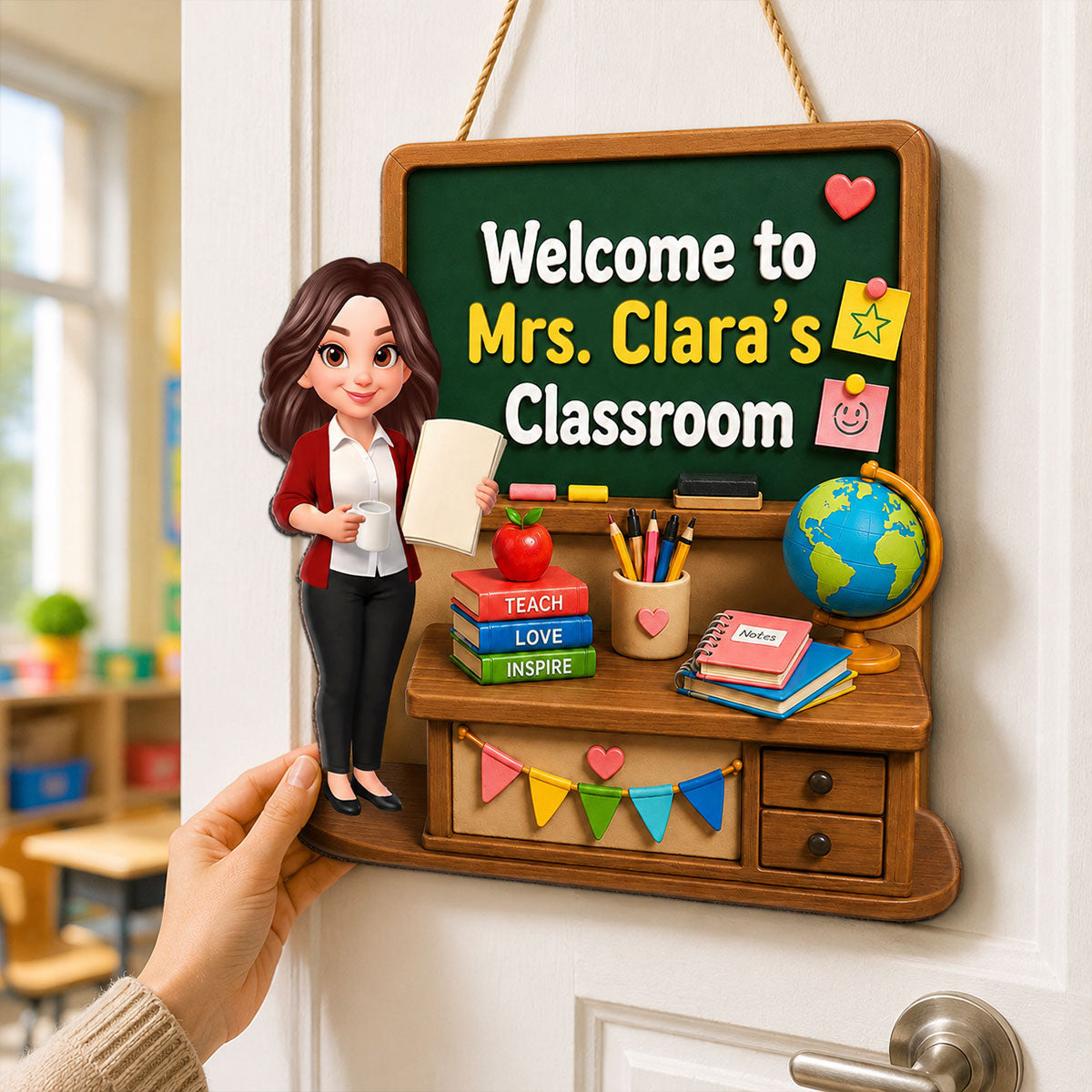 Teacher Welcome To Classroom Green Board - Personalized Wood Sign - Back To School, Classroom Decor