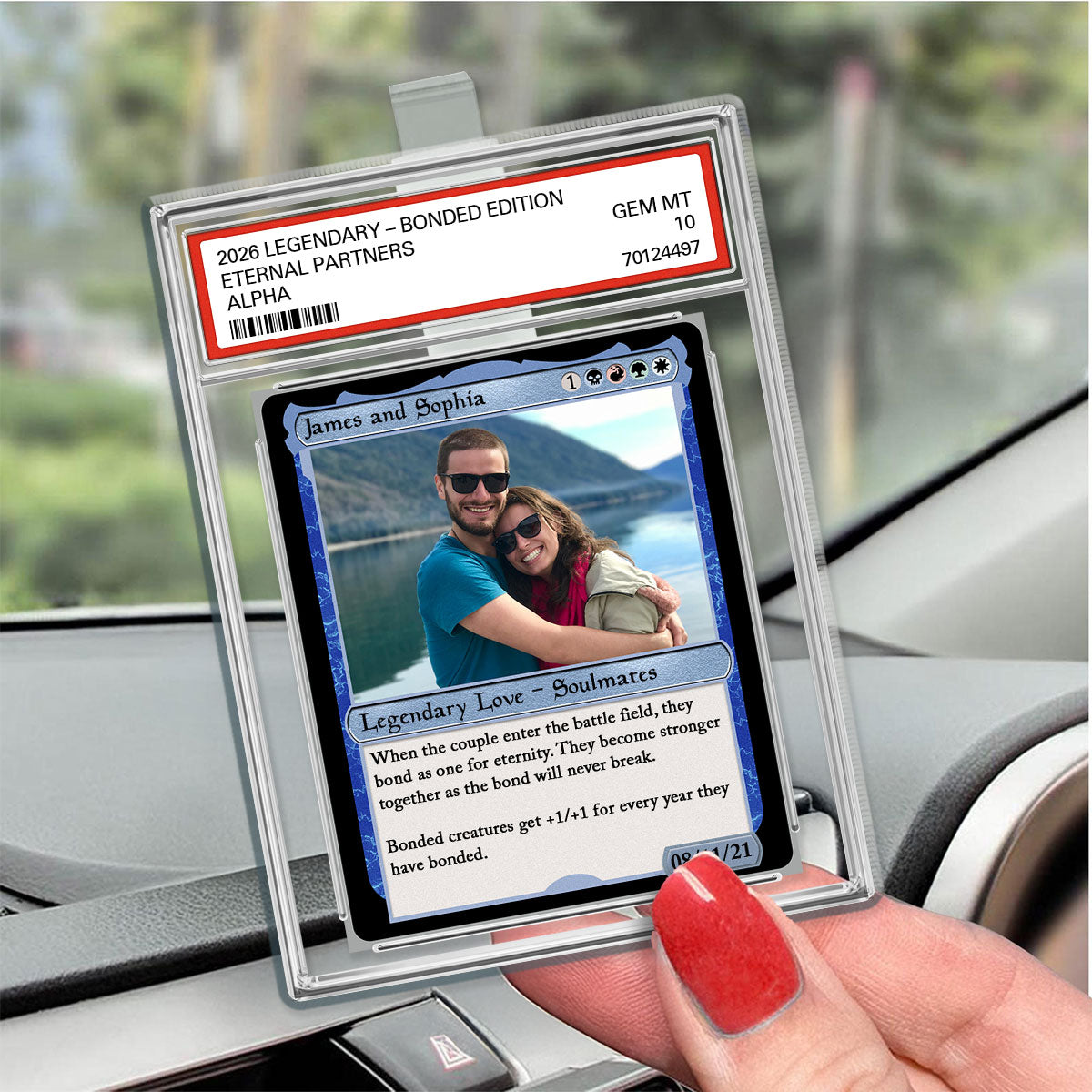 Custom Photo Fantasy Trading Card Style - Personalized Acrylic Car Visor - Valentine's Day, Anniversary Gift For Him, For Her