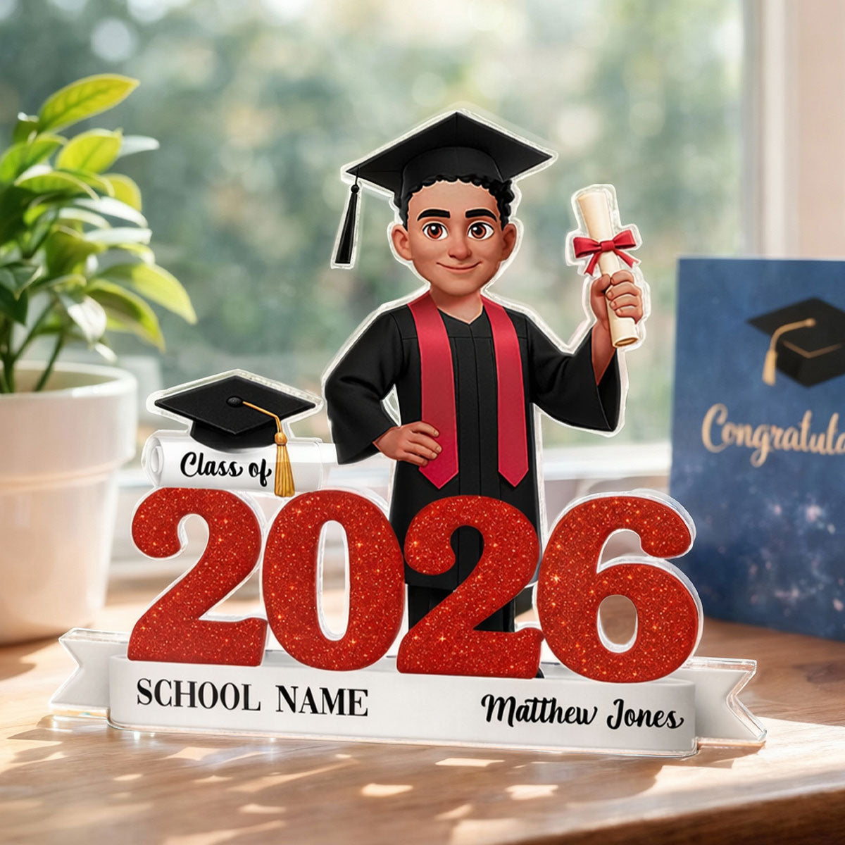 Class Of 2025 2026 3D Effect Senior - Personalized Acrylic Block Plaque - Graduation Gift For Seniors, Daughter, Son, Grandkids