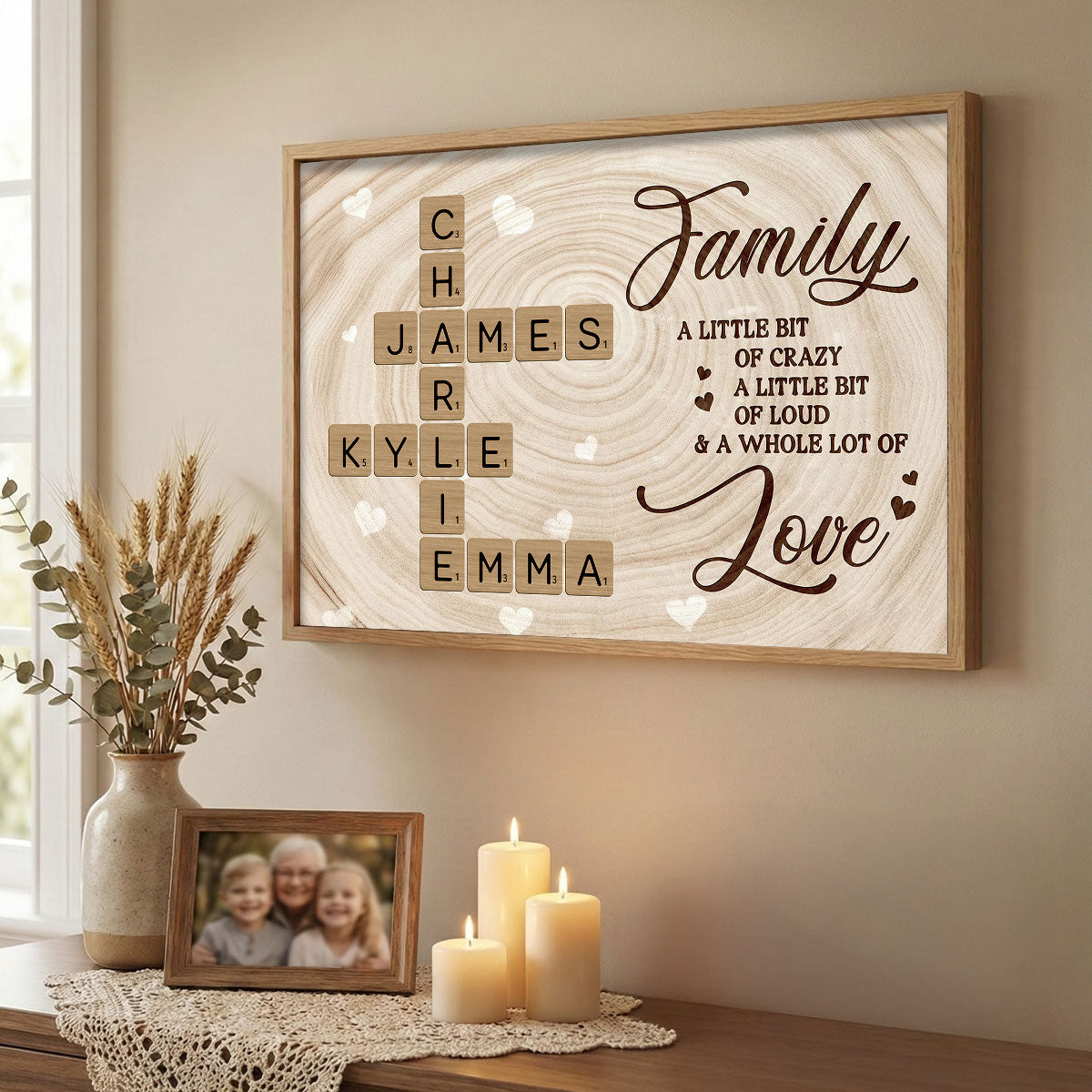 Family Crossword Wall Art A Whole Lot Of Love - Personalized Poster - Sentimental Gift for Loved Ones