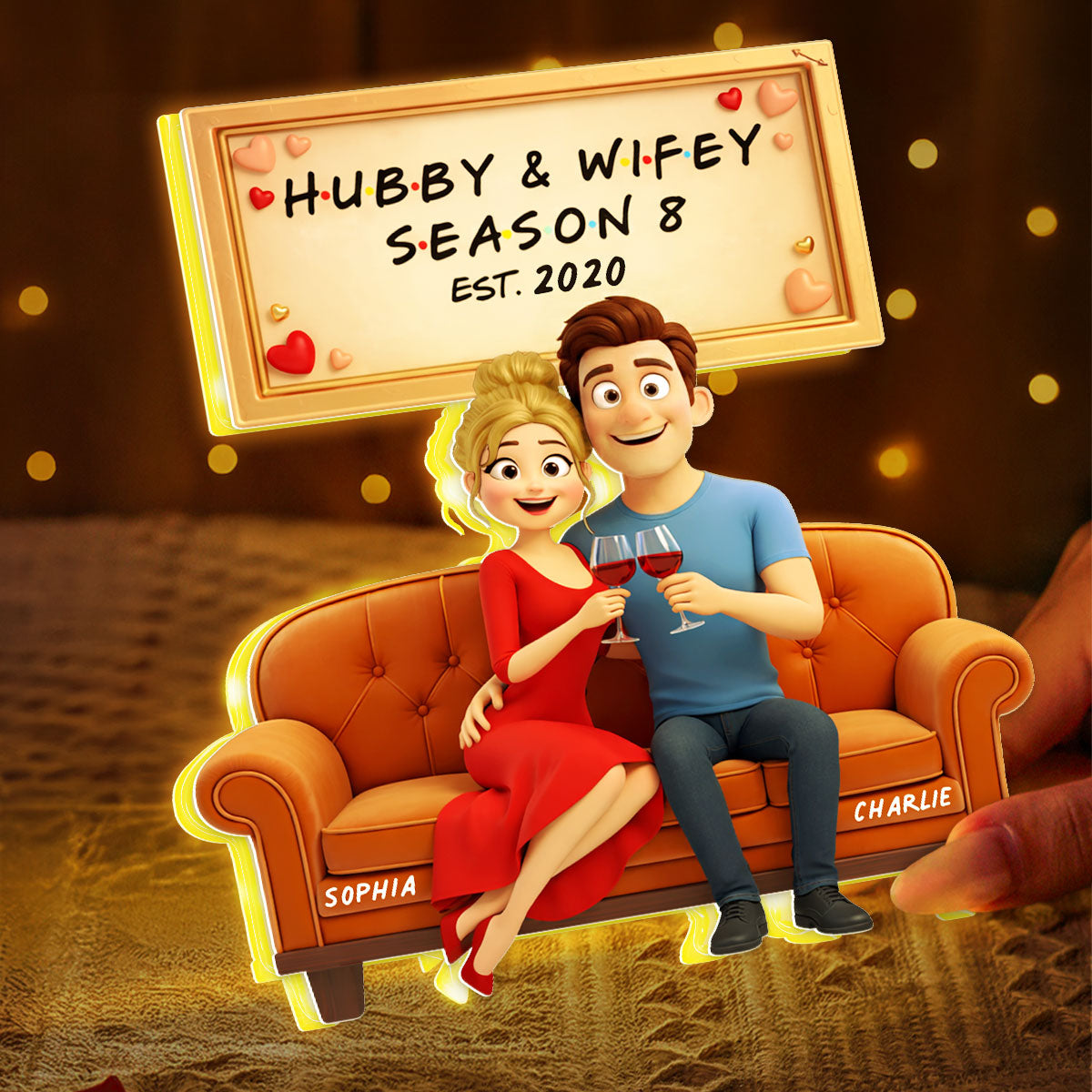 Hubby & Wifey - Personalized Light Box - Gift for Couple, for Wife, for Husband