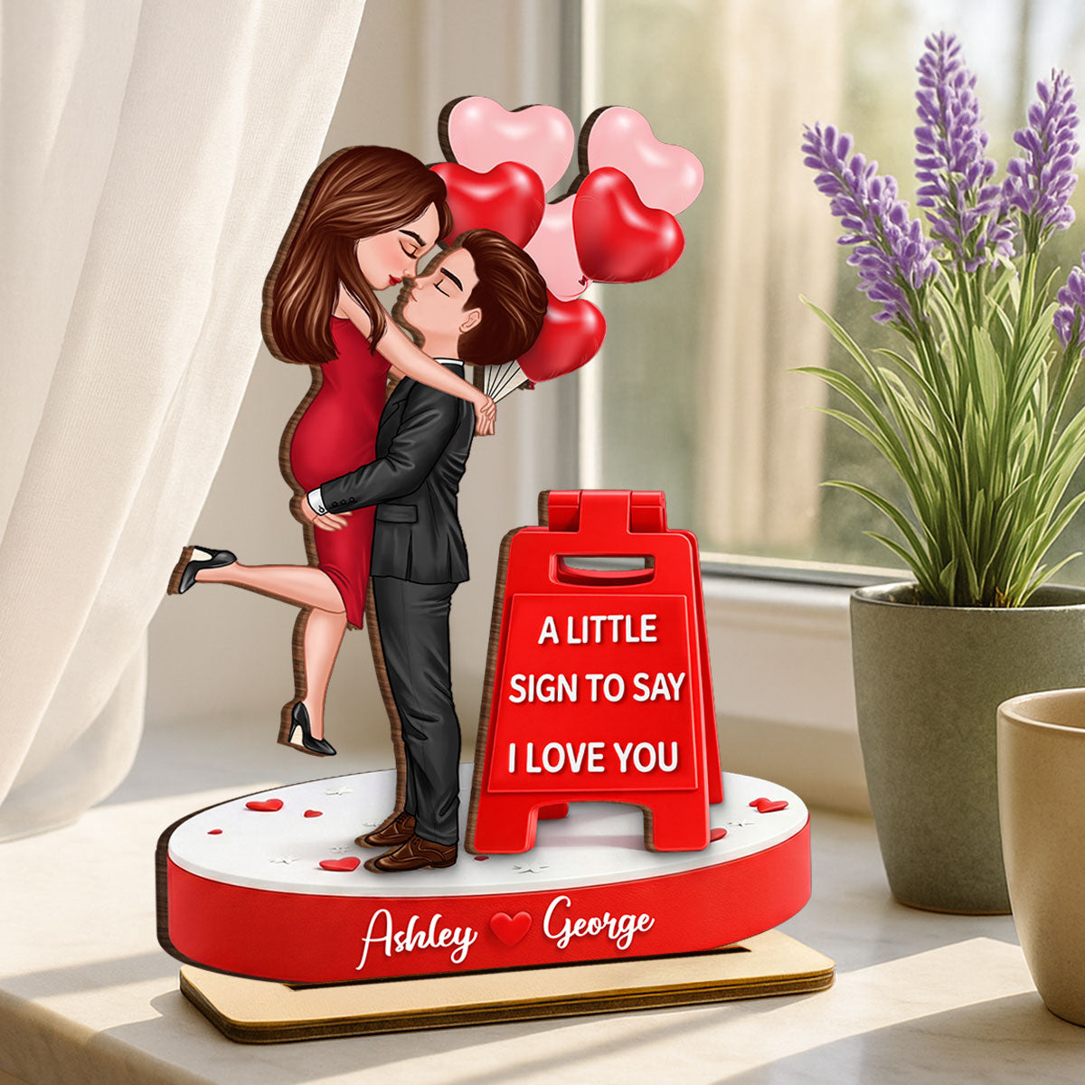 Romantic I Love You Sign - Personalized 2-Layered Wooden Plaque - Gift for Couple, for Her, for Him