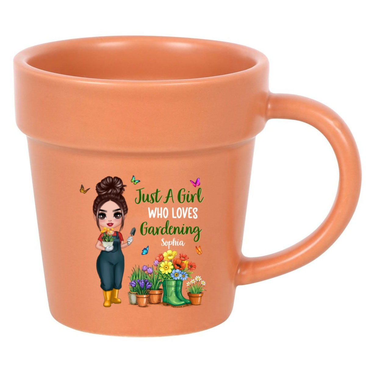 Just A Girl Who Loves Gardening - Personalized Plant Pot Ceramic Mug - Gift For Gardening Lovers