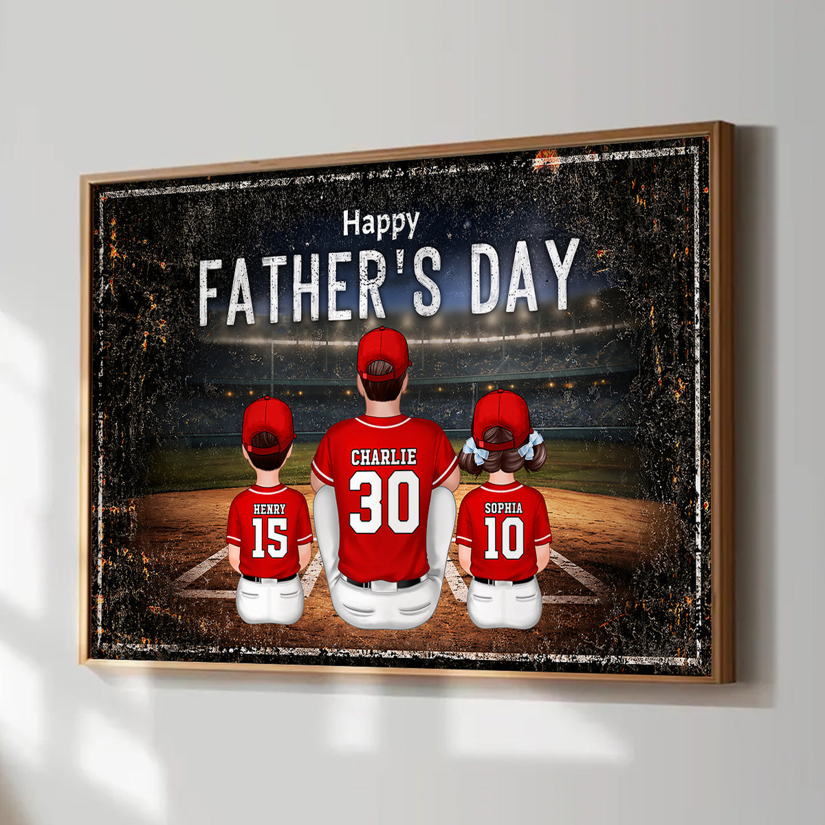 Daddy's Dream Team Baseball - Personalized Poster - Father's Day Gift for Dad, Husband