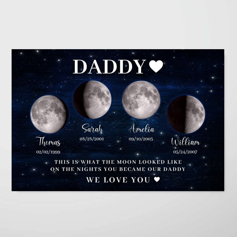 The Days You Became Our Daddy, Custom Moon Phase by Date - Personalized Poster - Father's Day Gift for Dad, Husband