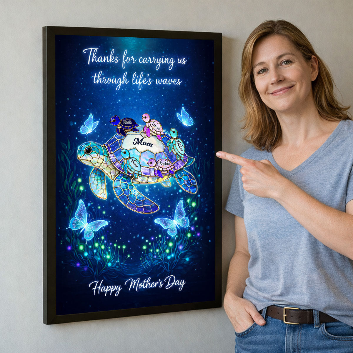Thanks for Carrying Us Through Life's Waves - Personalized Poster - Mother's Day Gift for Mom, Wife