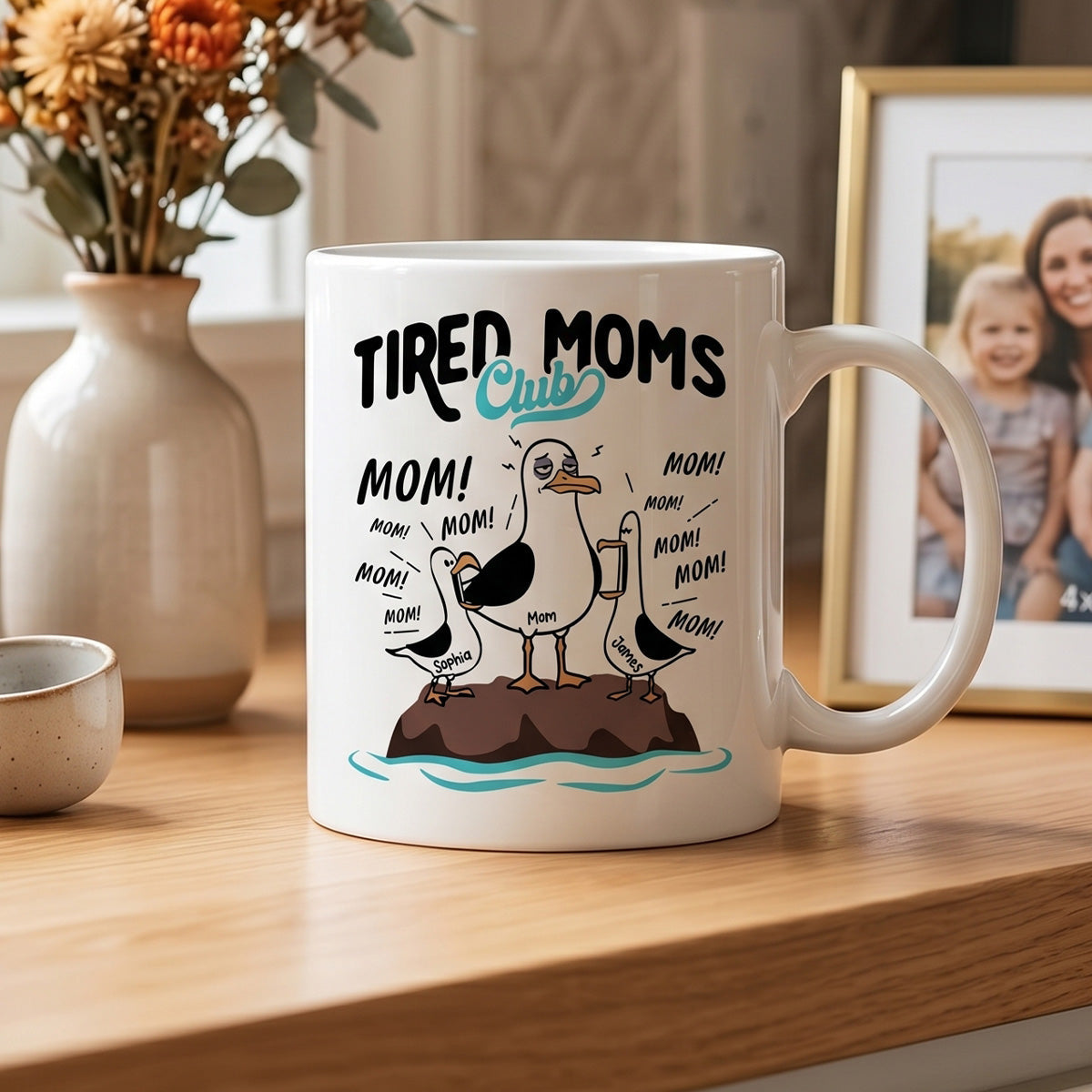 Tired Moms Club Seagull Mom Mom Mom - Personalized Mug - Funny Mother's Day Gift For Mom