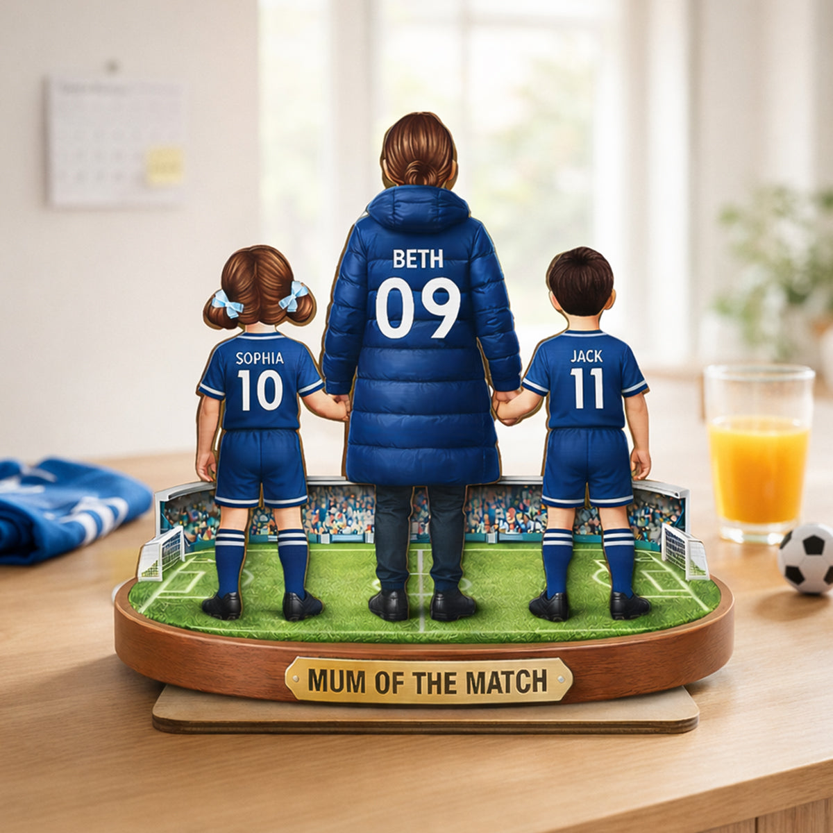 Mum Of The Match - Personalised 2-Layered Wooden Plaque – Gift For Football Mum