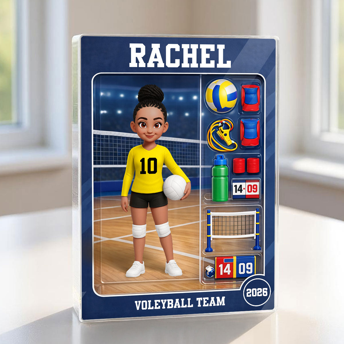 Volleyball Girl Action Figure - Personalized Acrylic Block Plaque - Unique Gift For Daughter, Granddaughter