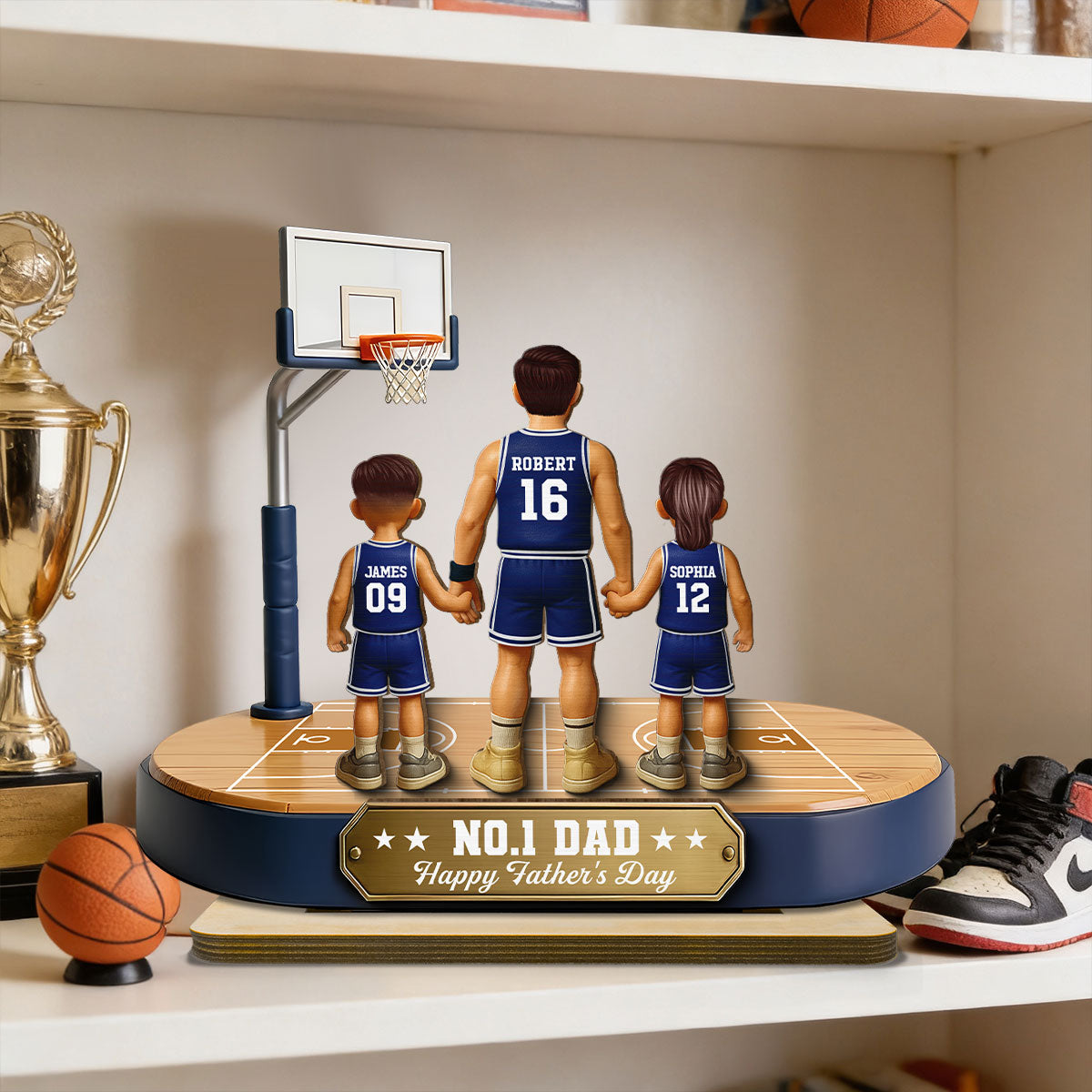 Daddy's Basketball Dream Team - Personalized 2-Layered Wooden Plaque -  Gift For Basketball Dad