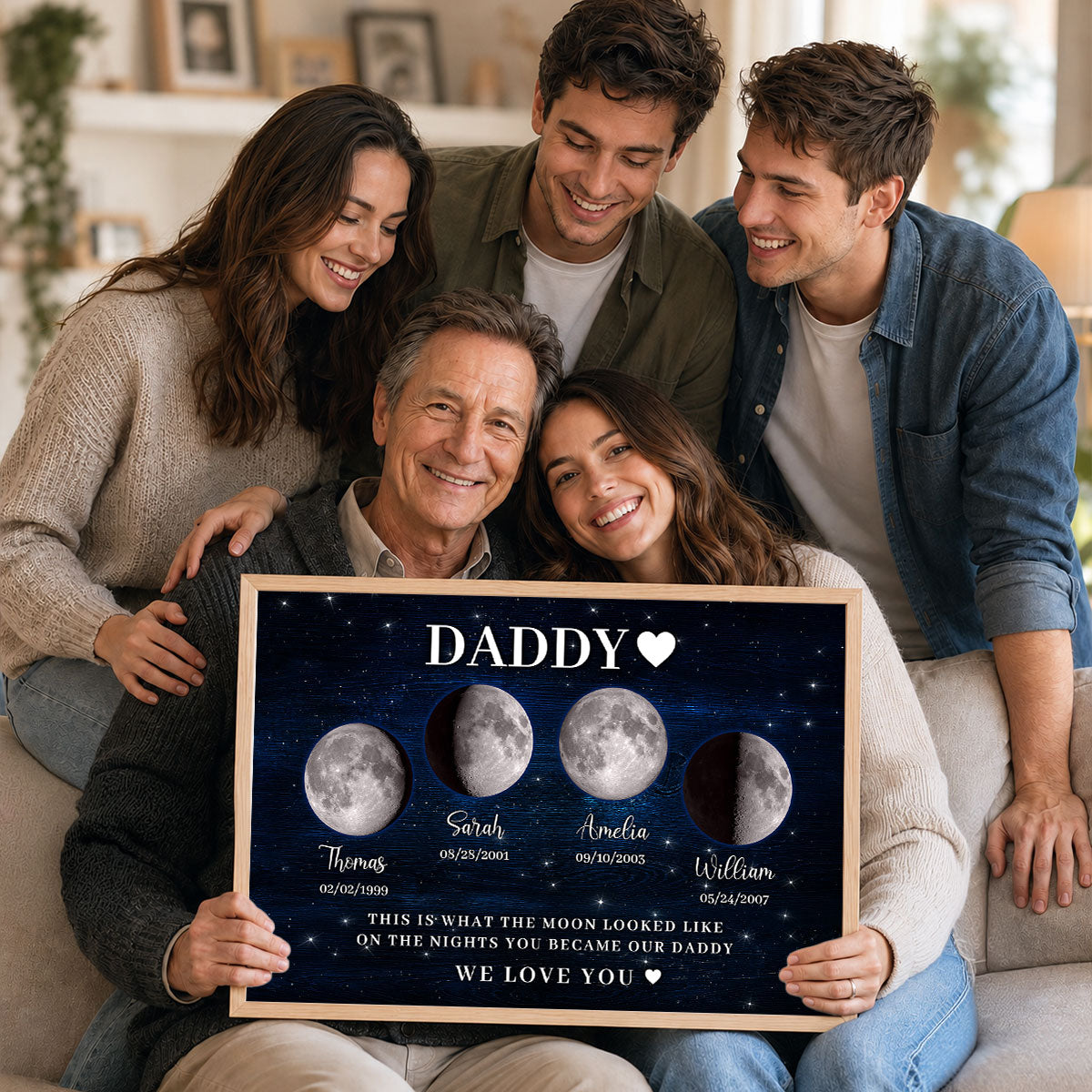 The Days You Became Our Daddy, Custom Moon Phase by Date - Personalized Poster - Father's Day Gift for Dad, Husband