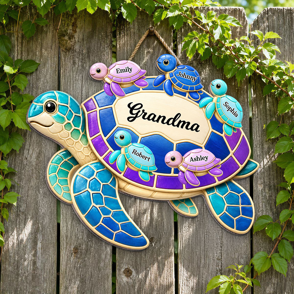 Summer Vibe Grandma Turtle - Personalized Wood Sign - Gift For Grandma, Summer Decoration