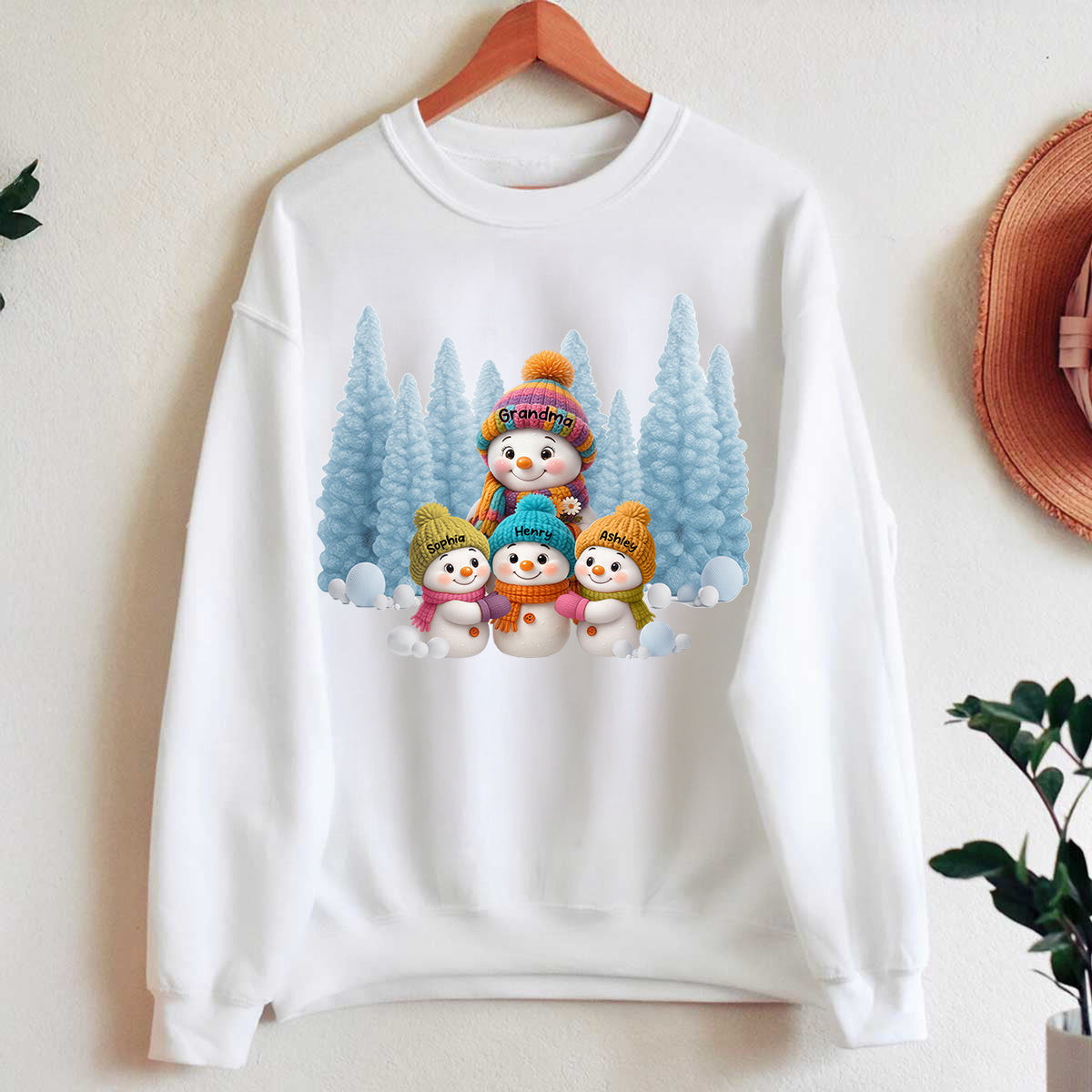 Christmas Blue Vibe Snowman Grandma - Personalized Sweatshirt - Christmas Gift for Grandma