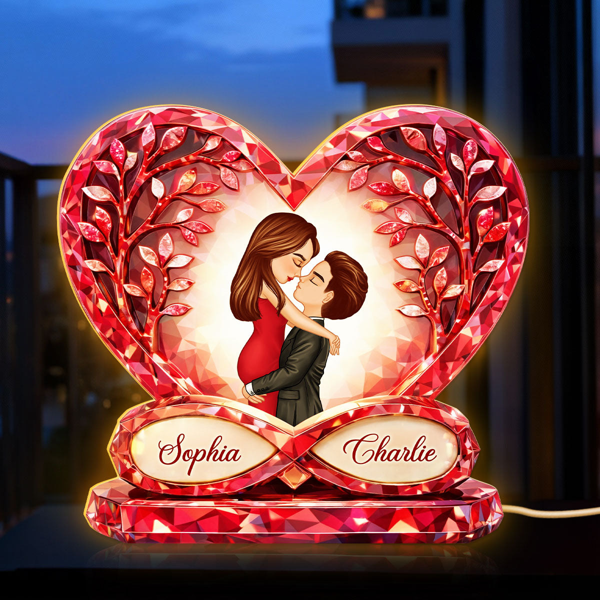 Romantic Couple Infinity Heart Love - Personalized Light Box - Anniversary, Valentine's Day Gift, Gift For Him, Gift For Her