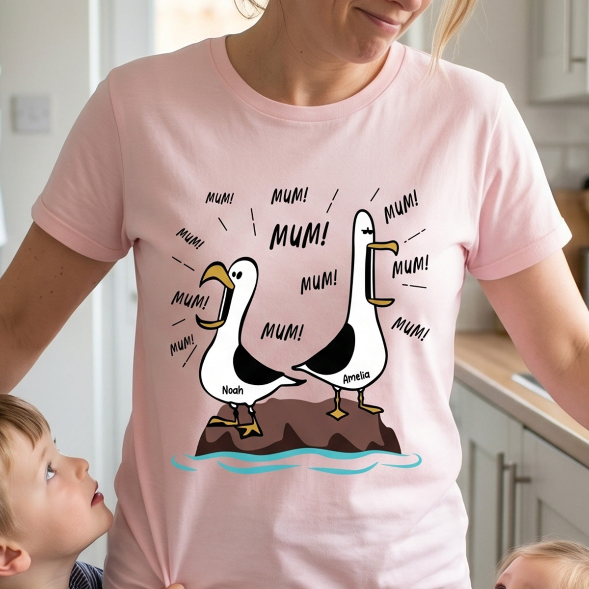 Seagull Mum Mum Mum Custom Name - Personalised Shirt - Funny Mother's Day Gift For Mum