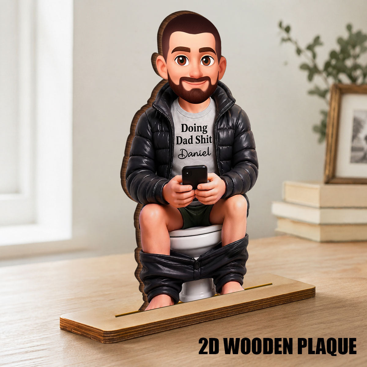 Doing Dad Sh*t Funny - Personalized 2-Layered Wooden Plaque - Funny  Gift for Dad, Husband