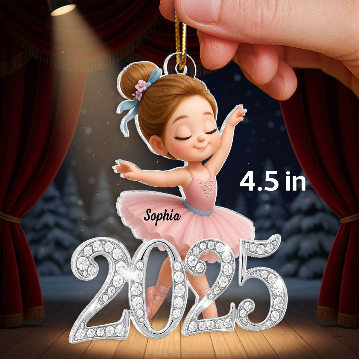 2025 Shining Effect Ballerina Girl - Personalized Acrylic Ornament - Christmas Gift for Kids, Grandkids