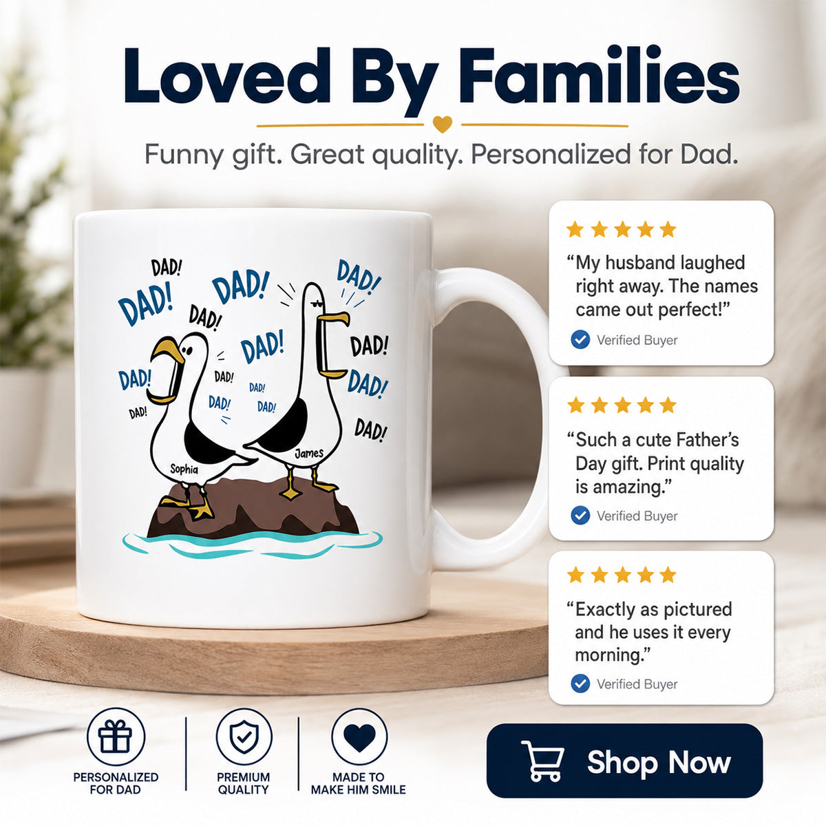 Seagull Dad! Dad! Dad! - Personalized Mug - Funny Father's Day Gift For Dad, Husband