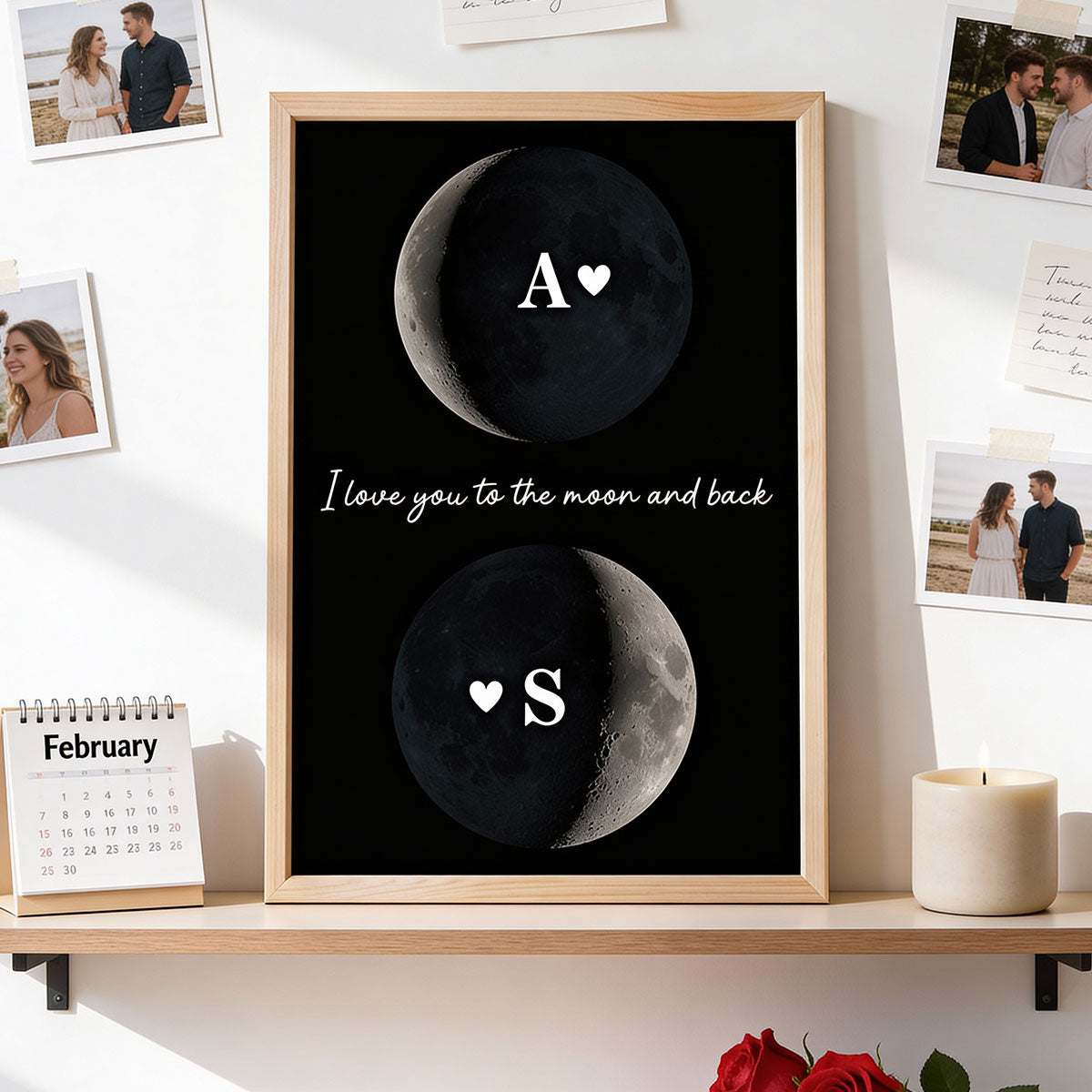 Custom Couple Birth Date Moon Phase - Personalized Poster - Valentine's Day Gift For Couple, For Her, For Him