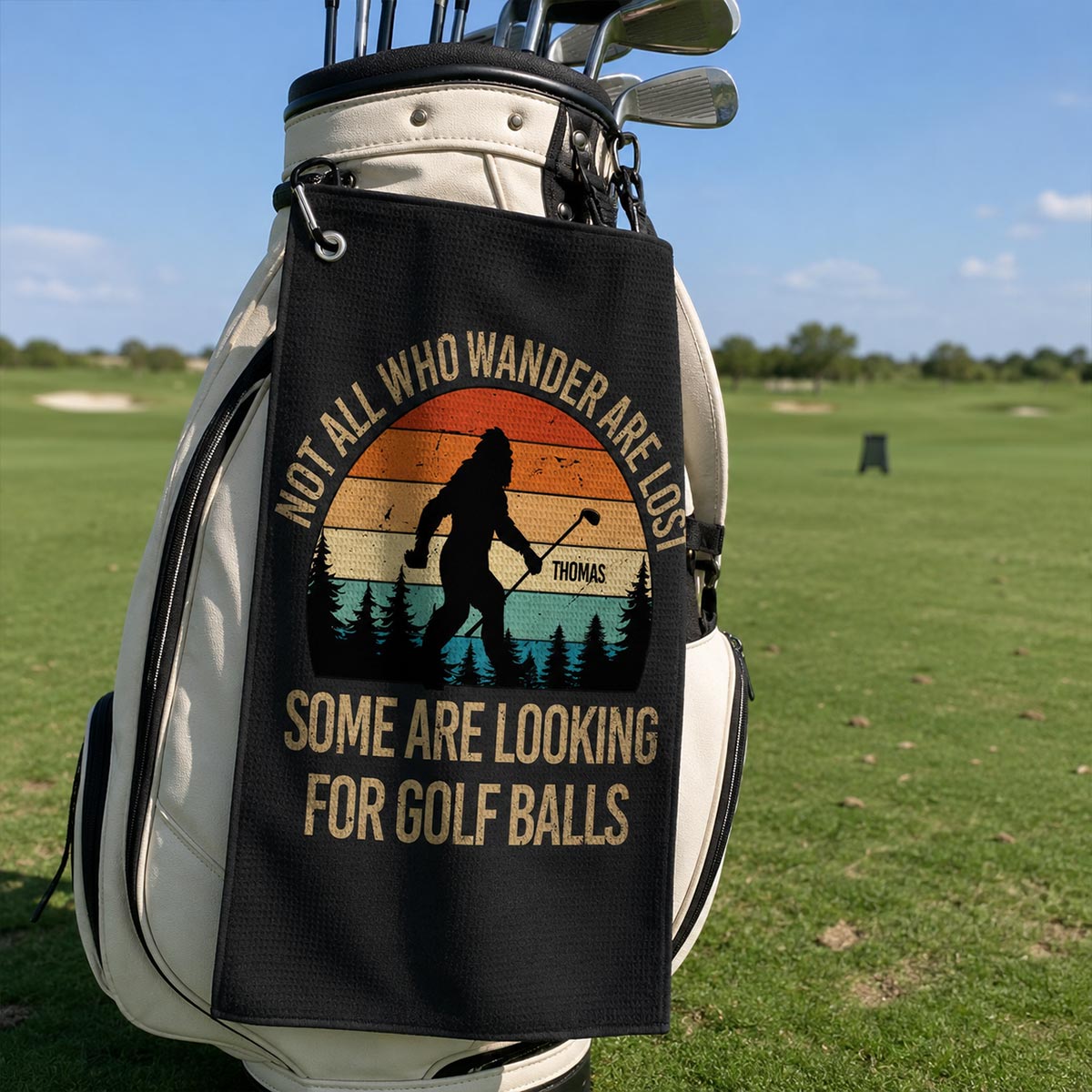 Wanders Looking For Golf Balls - Personalized Golf Towel - Funny Gift For Golf Lovers, Husband, Dad, Grandpa