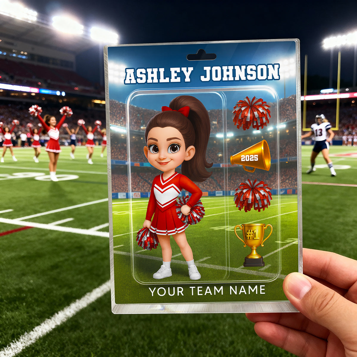 3D Effect Cheerleader Custom Figure Style - Personalized Acrylic Block Plaque - Christmas Gift For Cheerleaders, Granddaughter, Daughter