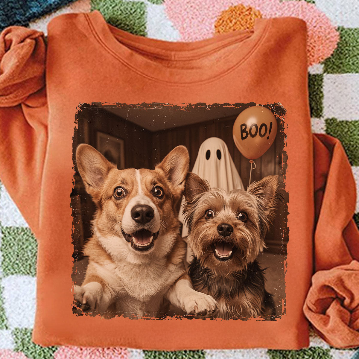 Custom Dog Cat Photo Halloween - Personalized Shirt - Trendy Vintage Spooky Tee for Pet Moms