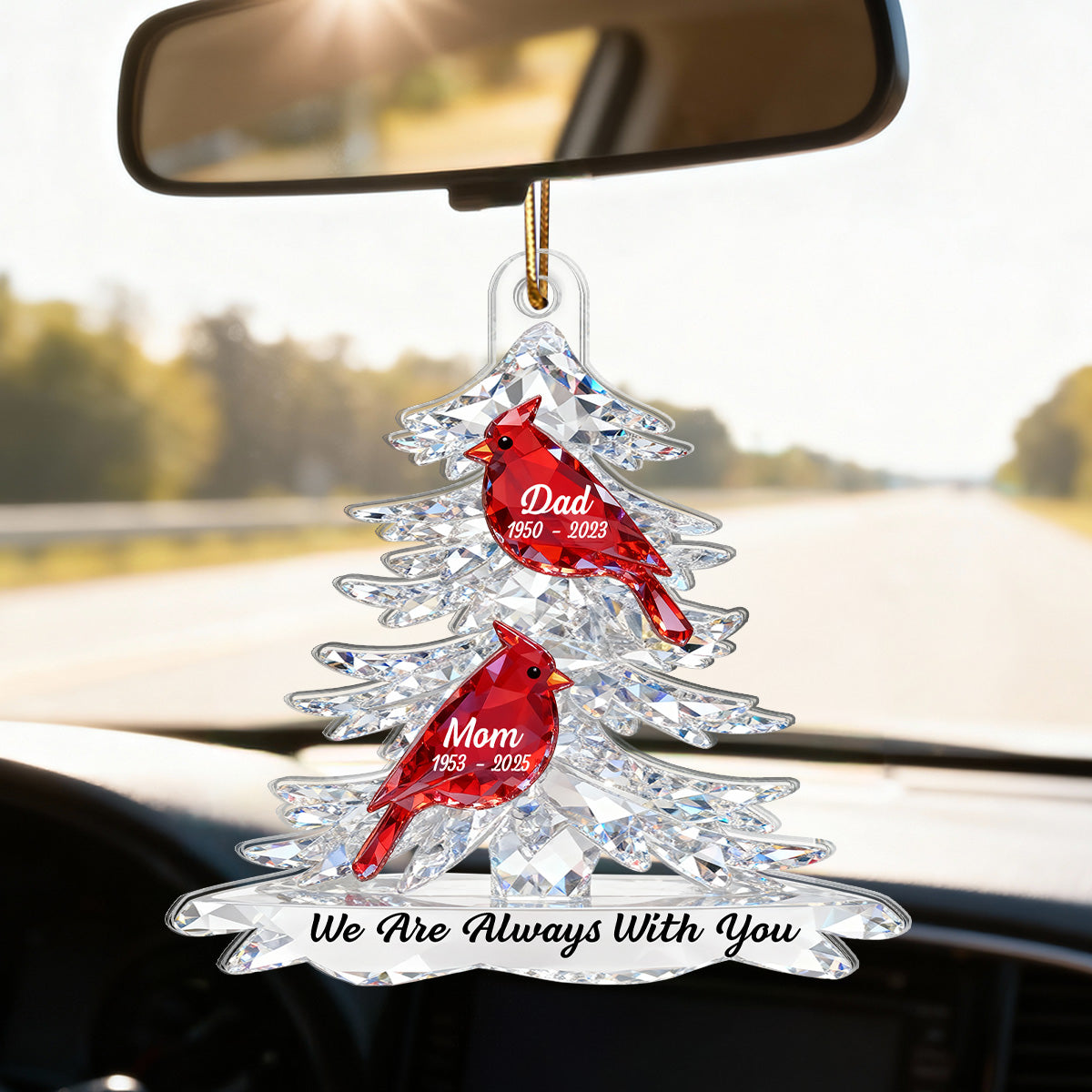 3D Effect Cardinals Memorial - Personalized Acrylic Ornament - Remembrance Gift, Sympathy Gift For Whole Family, Extended Family