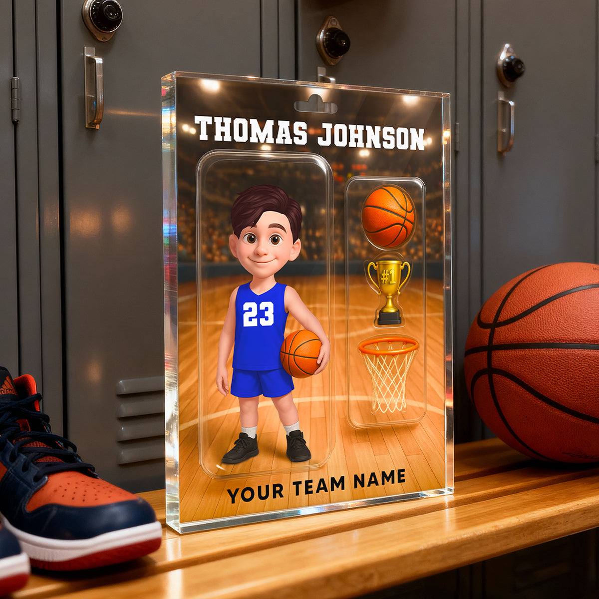 3D Effect Basketball Custom Figure Style - Personalized Acrylic Block Plaque - Christmas Gift For Basketball Players