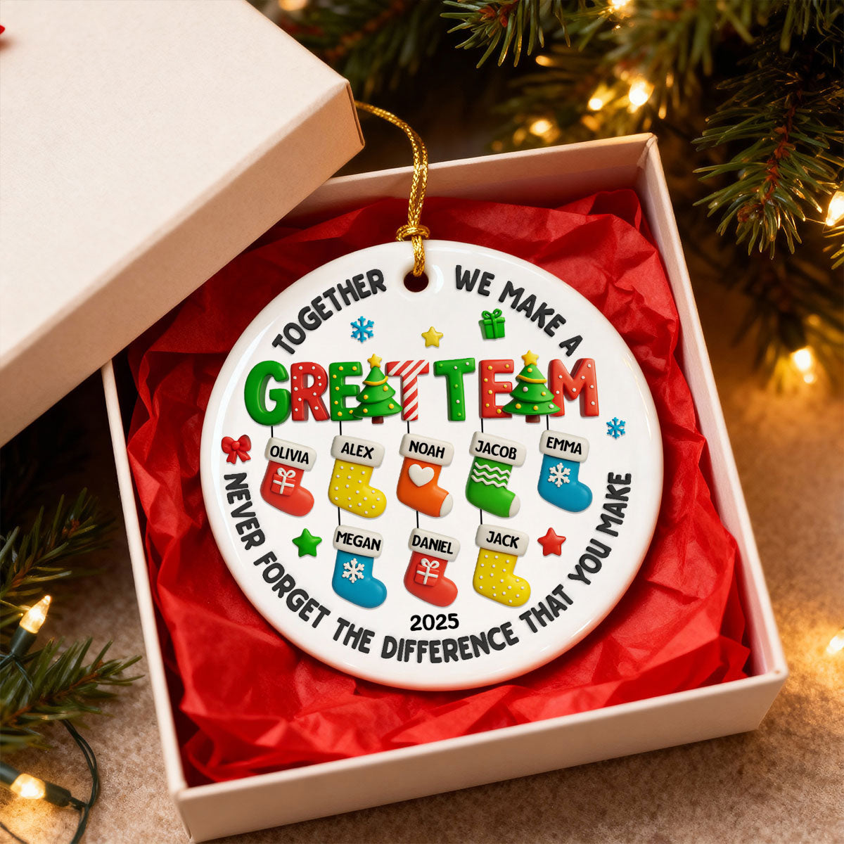 Together We Make A Great Team - Personalized Ceramic Ornament - Christmas Gift for Coworker