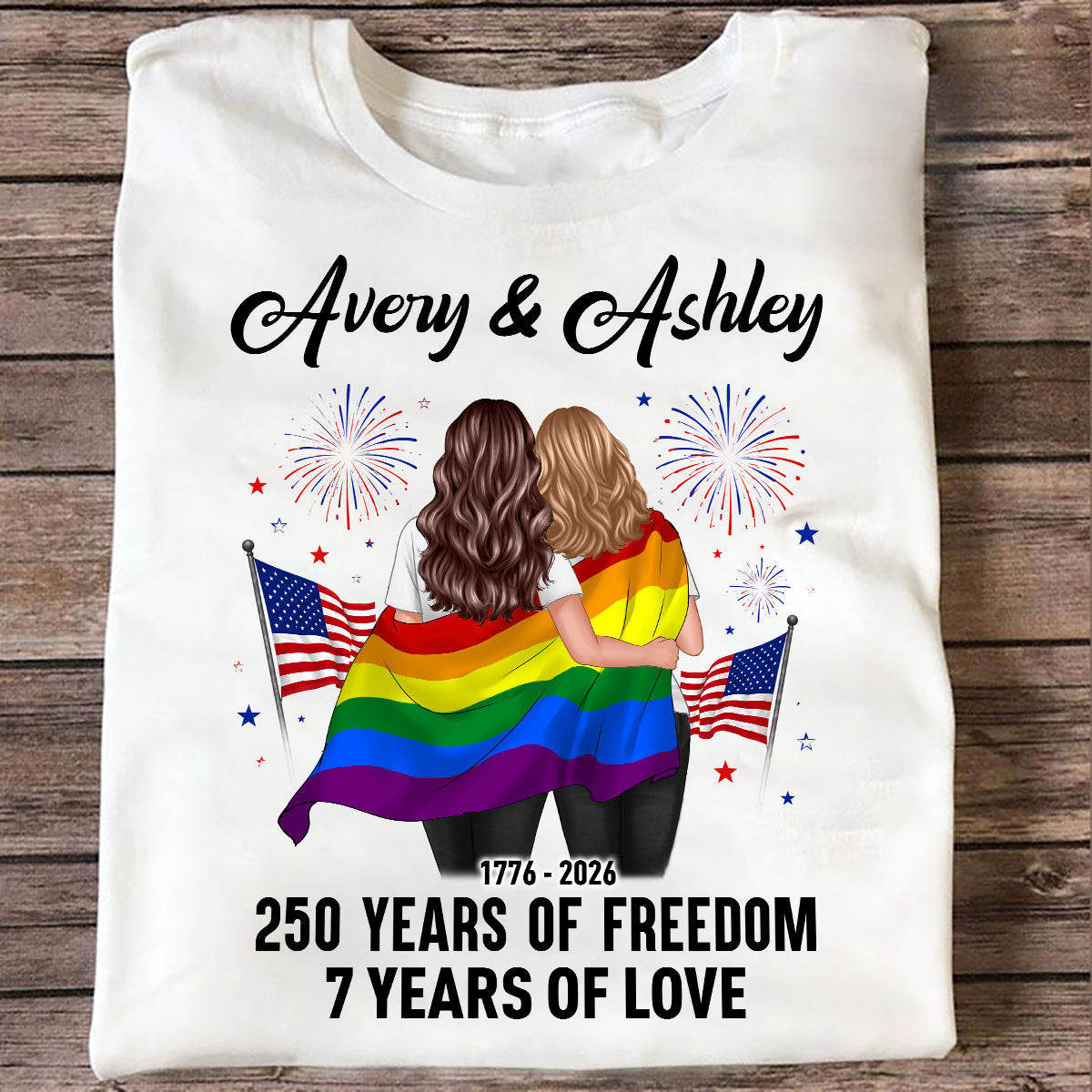 250 Years of Freedom LGBT Couple - Personalized Shirt - America 250th Anniversary