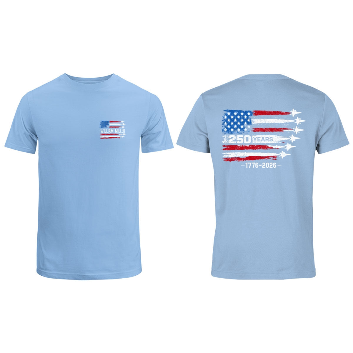 250 Years American Flag Jets Custom Name - Personalized Shirt - United States 250th Anniversary USA Patriotic