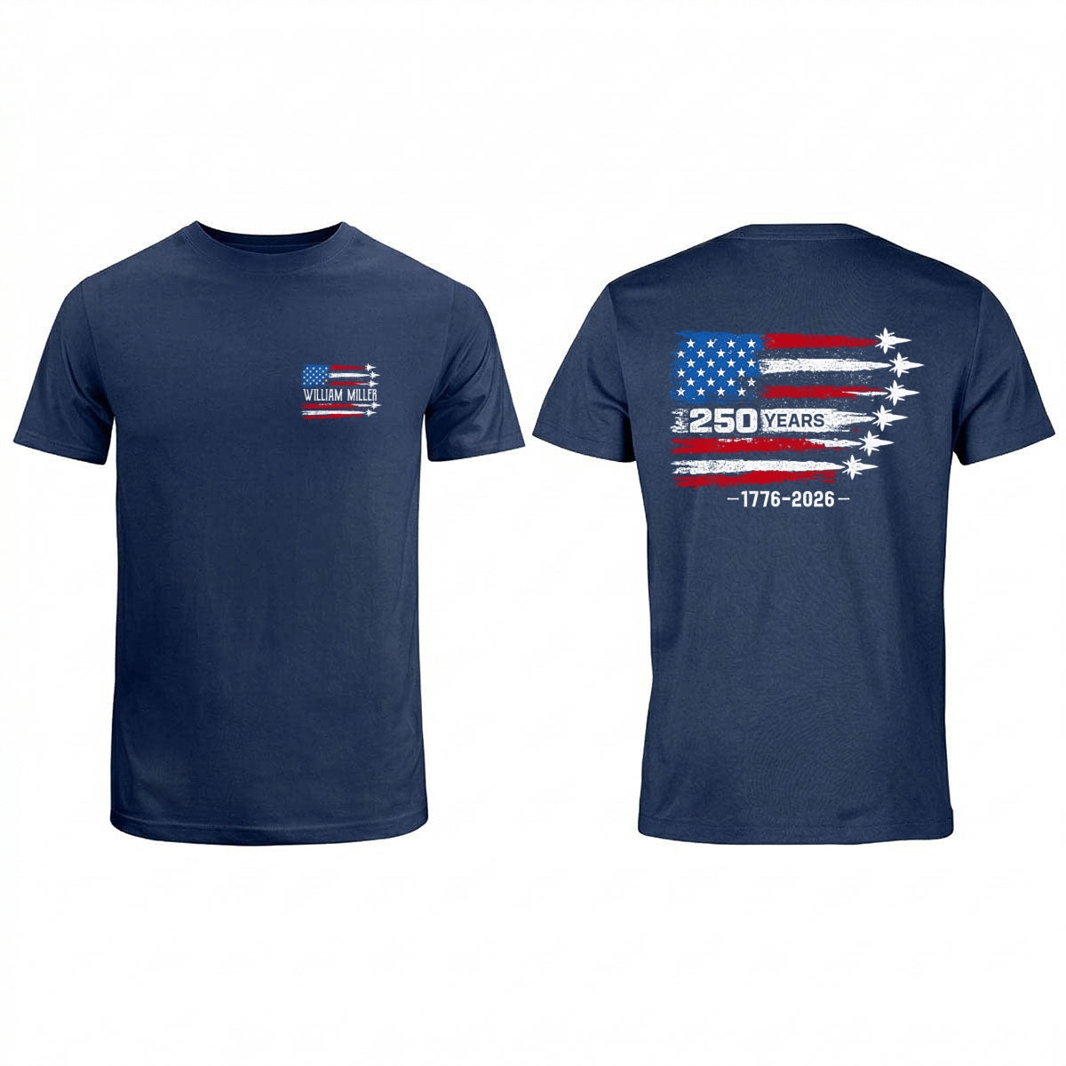 250 Years American Flag Jets Custom Name - Personalized Shirt - United States 250th Anniversary USA Patriotic