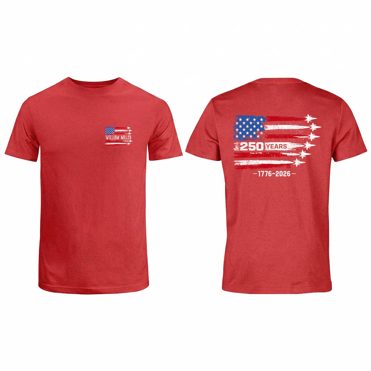 250 Years American Flag Jets Custom Name - Personalized Shirt - United States 250th Anniversary USA Patriotic